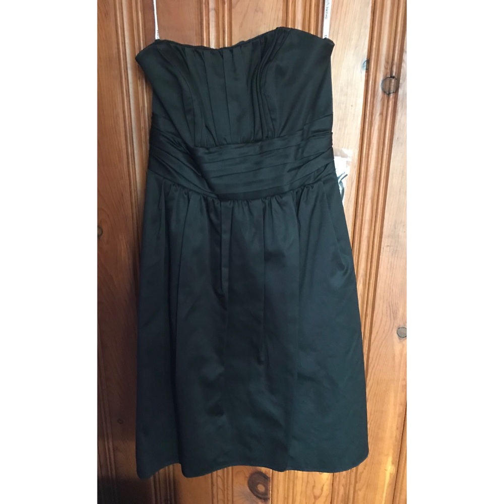 Black Strapless Ruched Dress